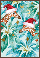 Kerstkaart hip giraffe met kerstmuts chocolade